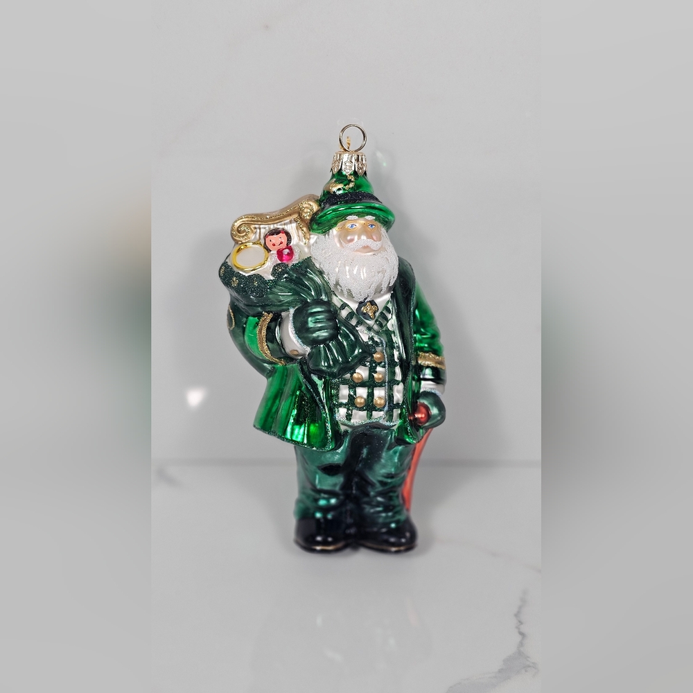 Kurt Adler Polonaise Irish Santa Glass Blown Ornament‎
